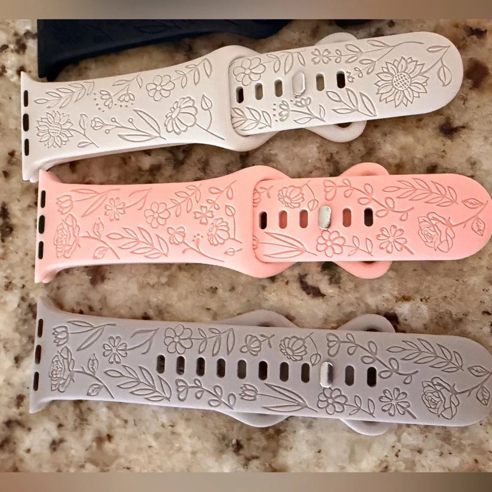 Floral Silicone Apple Watch Bands - Multiple Colors